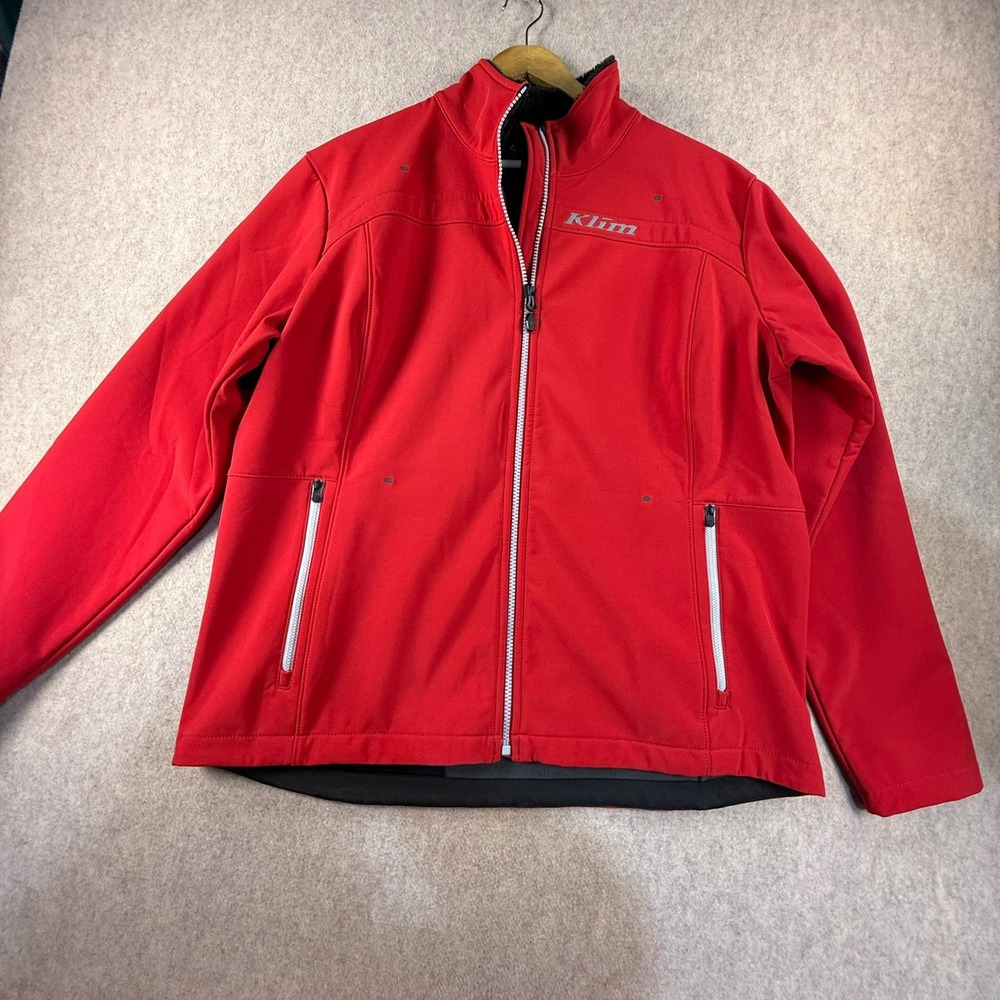 Klim Technical Riding Gear Softshell Jacket Red Womens XL Fleece Lined Full Zip